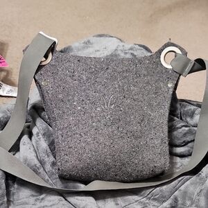 Ibex Gray Felt Crossbody Bag with Eyelet Strap
